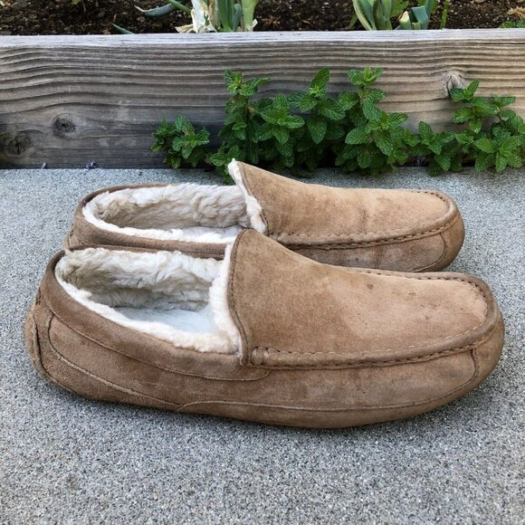 UGG ASCOT Suede House Slippers Shoes Men's 13 Sherpa Lined Leather Suede 5775​​​ - Picture 1 of 10